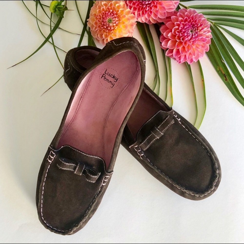 Lucky Penny Anthropologie Brown Suede Loafers